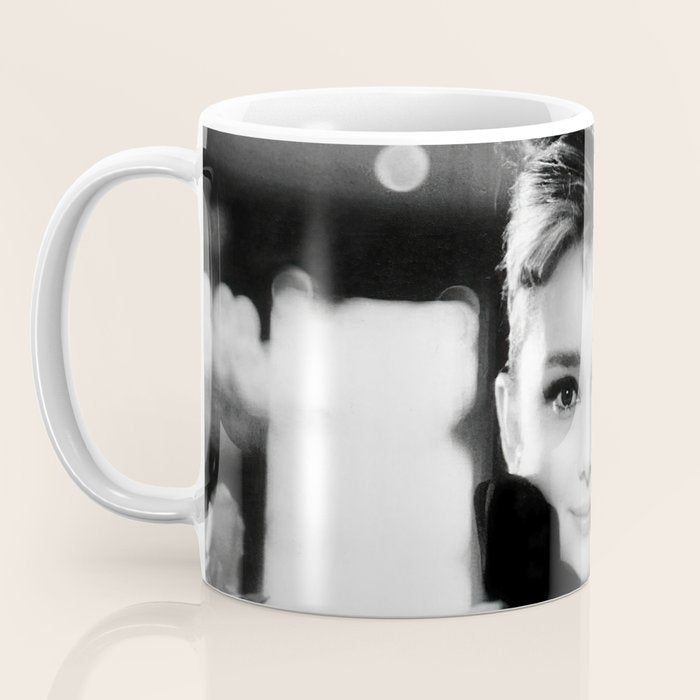 Audrey Hepburn, Tiara, Jewelry, Black and White Wall Art Coffee Mug Gallery Image 3