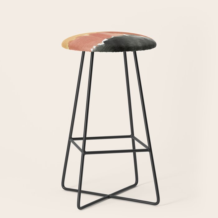 Abstract in Rust n Clay Stool Gallery Image 1