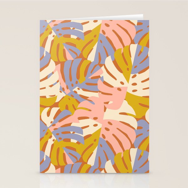 Color Block Monstera Pink + Lavender Stationery Card Gallery Image 2