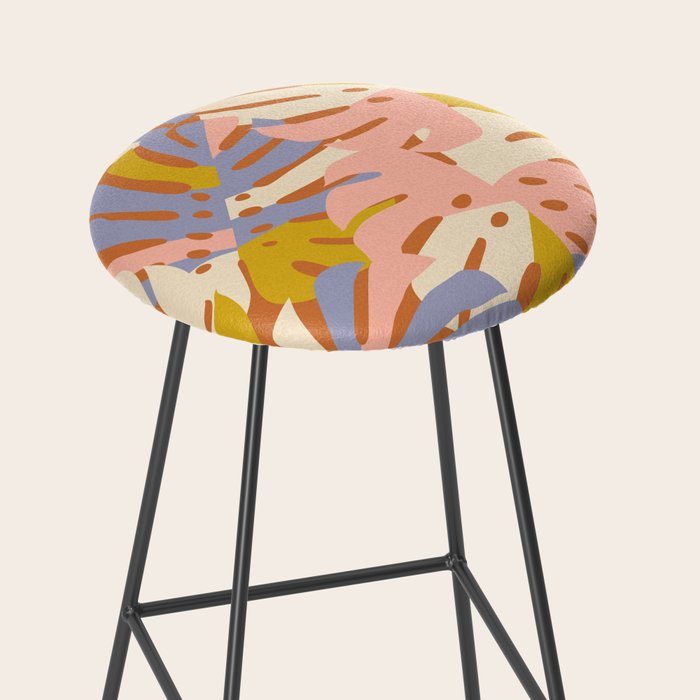 Color Block Monstera Pink + Lavender Stool Gallery Image 2