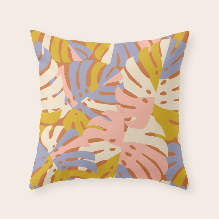 Color Block Monstera Pink + Lavender Throw Pillow Gallery Image 6