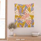 Color Block Monstera Pink + Lavender Wall Tapestry Gallery Image 2