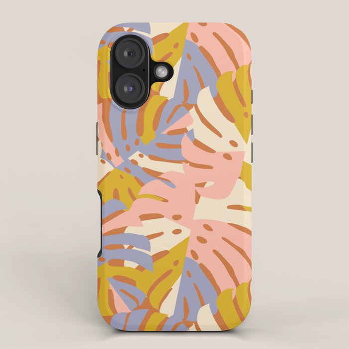 Color Block Monstera Pink + Lavender iPhone Case Gallery Image 1