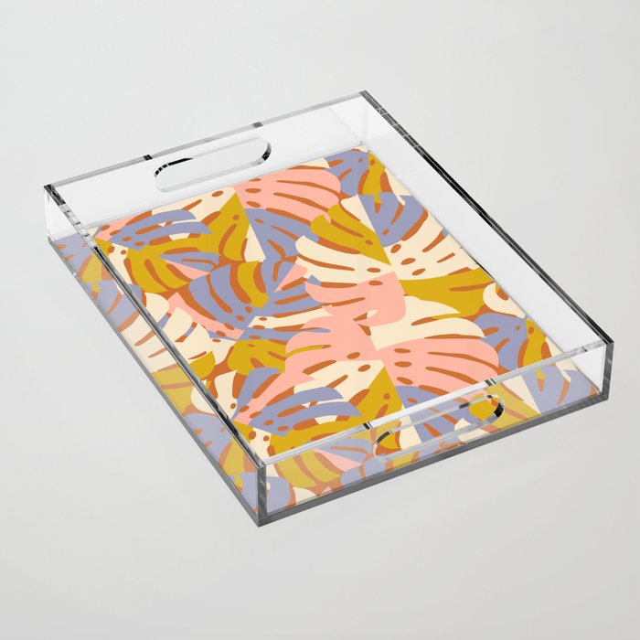 Color Block Monstera Pink + Lavender Acrylic Tray Gallery Image 1