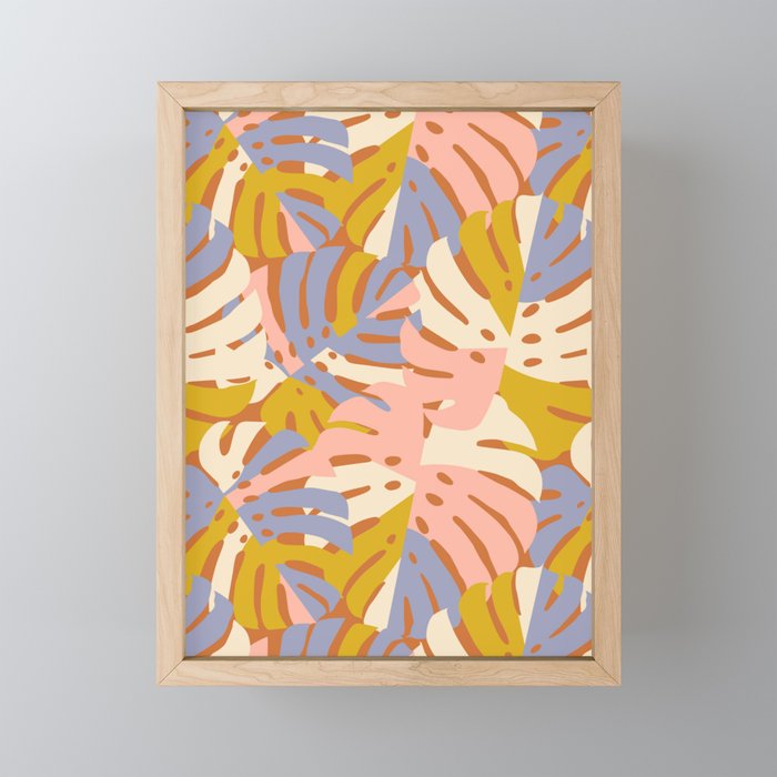 Color Block Monstera Pink + Lavender Mini Art Print Gallery Image 1