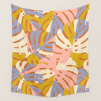 Color Block Monstera Pink + Lavender Wall Tapestry Gallery Image 4