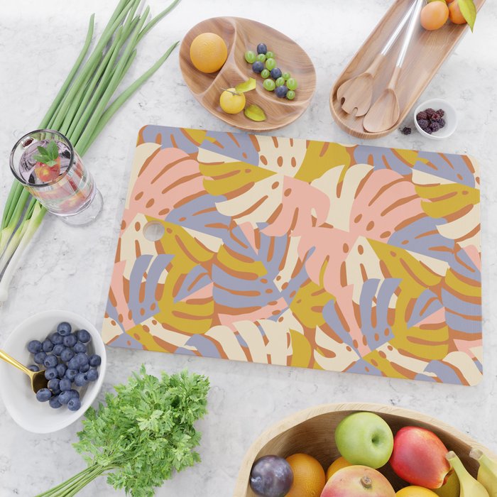Color Block Monstera Pink + Lavender Cutting Board Gallery Image 2