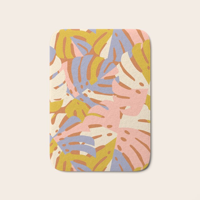 Color Block Monstera Pink + Lavender Bath Mat Gallery Image 1