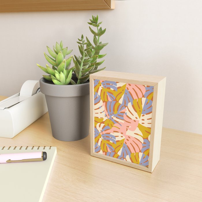 Color Block Monstera Pink + Lavender Mini Art Print Gallery Image 2