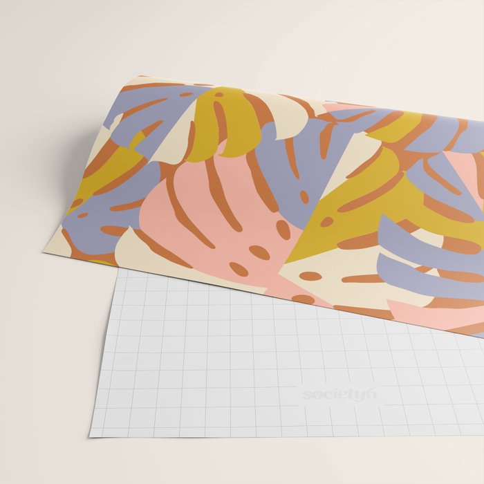 Color Block Monstera Pink + Lavender Wrapping Paper Gallery Image 2