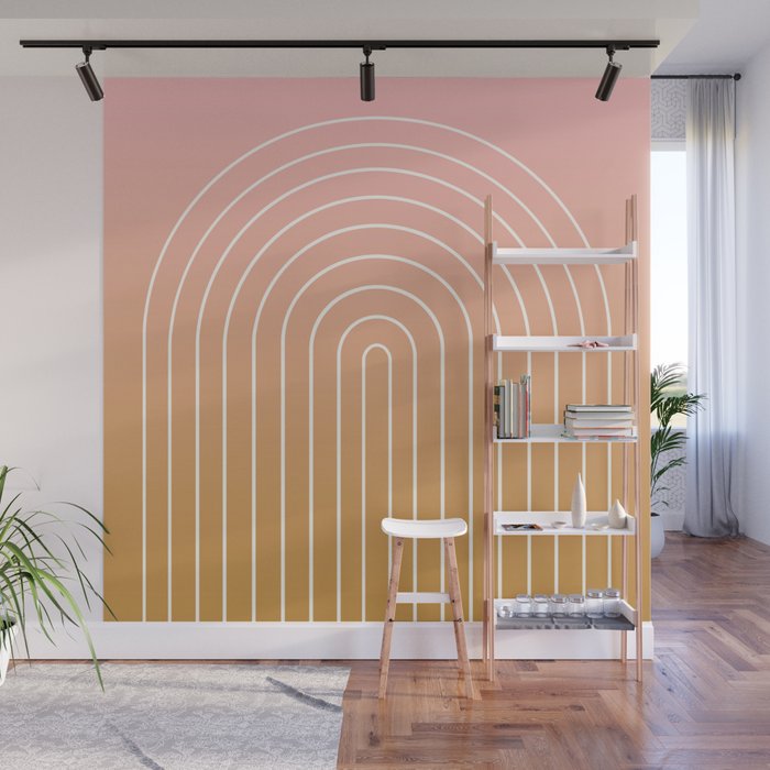 Ombre Arch XIII Pastel Sunset Gradient Modern Geometric Lines Wall Mural Gallery Image 1