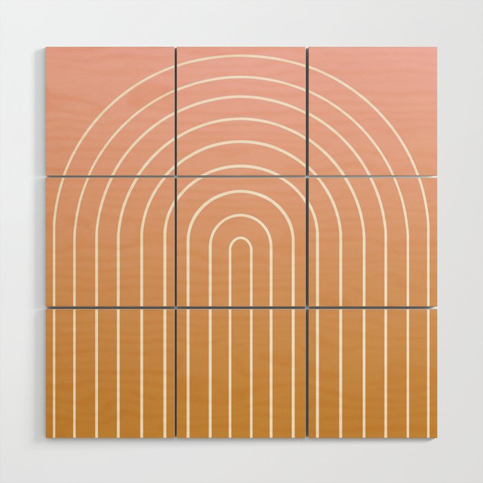 Ombre Arch XIII Pastel Sunset Gradient Modern Geometric Lines Wood Wall Art Gallery Image 1