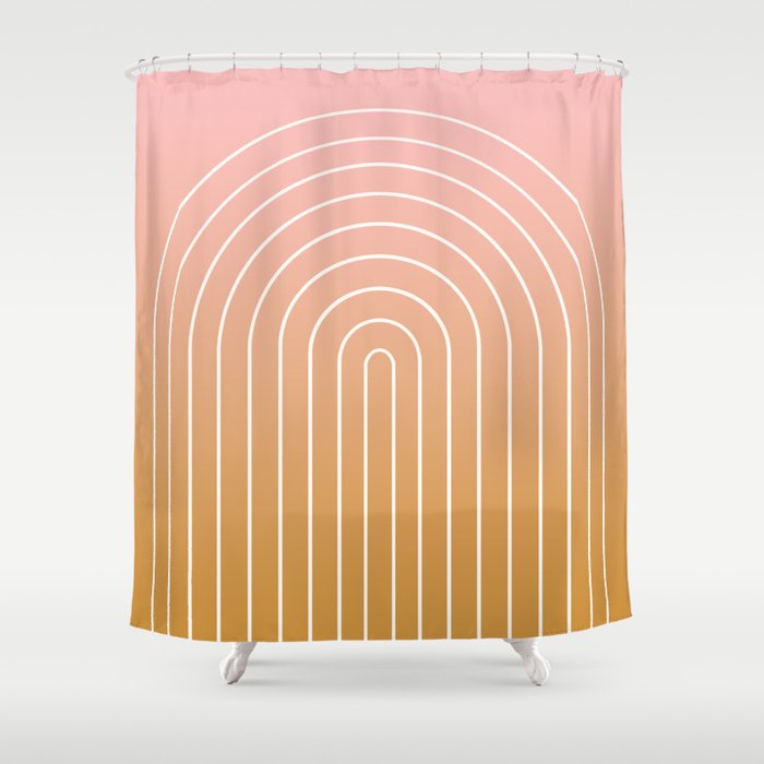 Ombre Arch XIII Pastel Sunset Gradient Modern Geometric Lines Shower Curtain Gallery Image 1