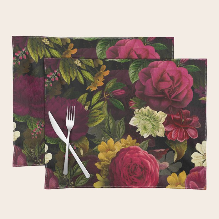 Vintage & Shabby Chic - Mystical Night Roses Bouquet Placemat Gallery Image 1
