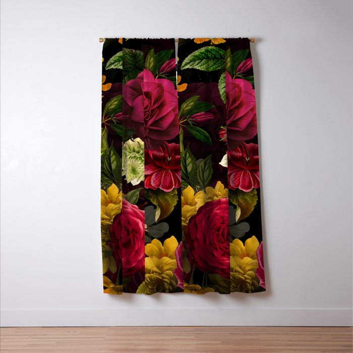 Vintage & Shabby Chic - Mystical Night Roses Bouquet Window Curtain Gallery Image 3