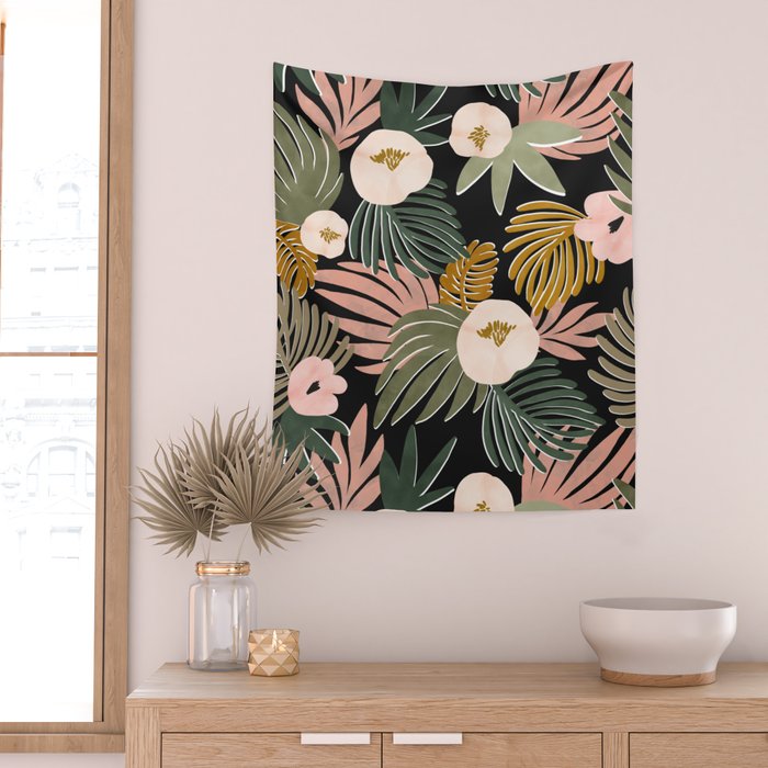 Floral garden tropical 7F Wall Tapestry Gallery Image 2