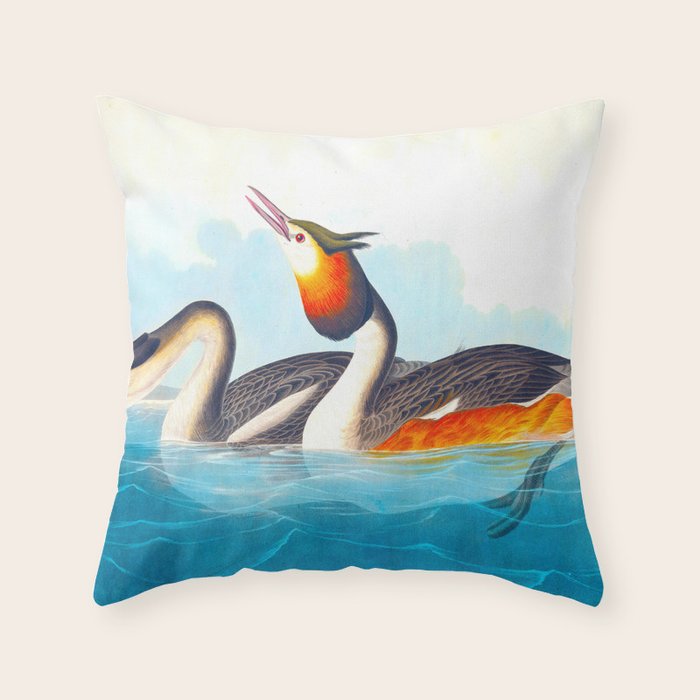 Great Crested Grebe Bird Throw Pillow Gallery Image 6