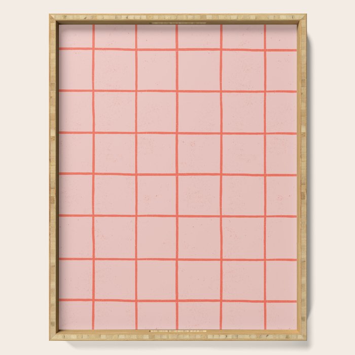 Grid Pattern Peach Serving Tray Gallery Image 1