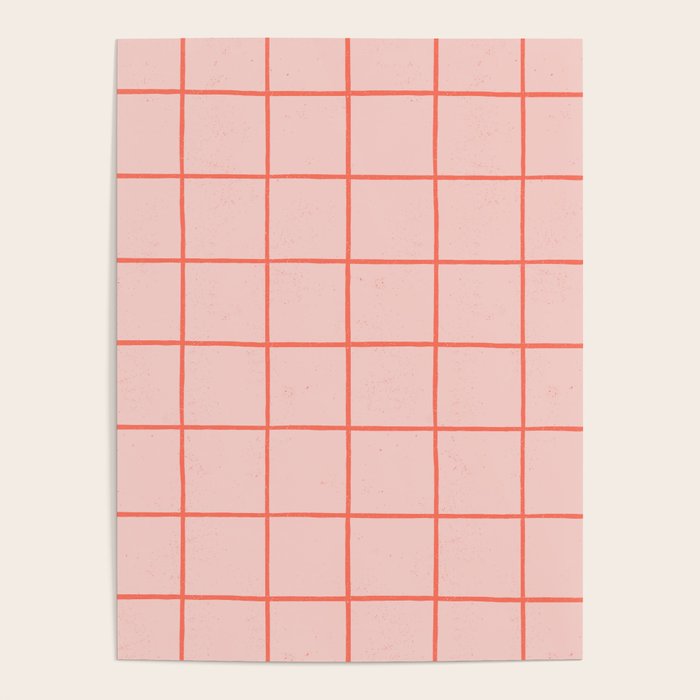 Grid Pattern Peach Poster Gallery Image 1