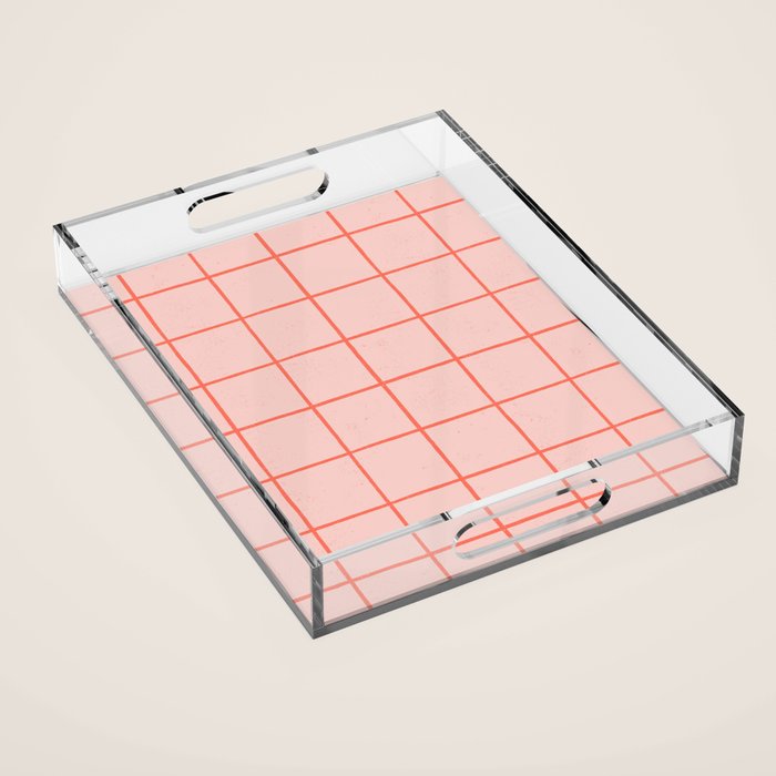 Grid Pattern Peach Acrylic Tray Gallery Image 1