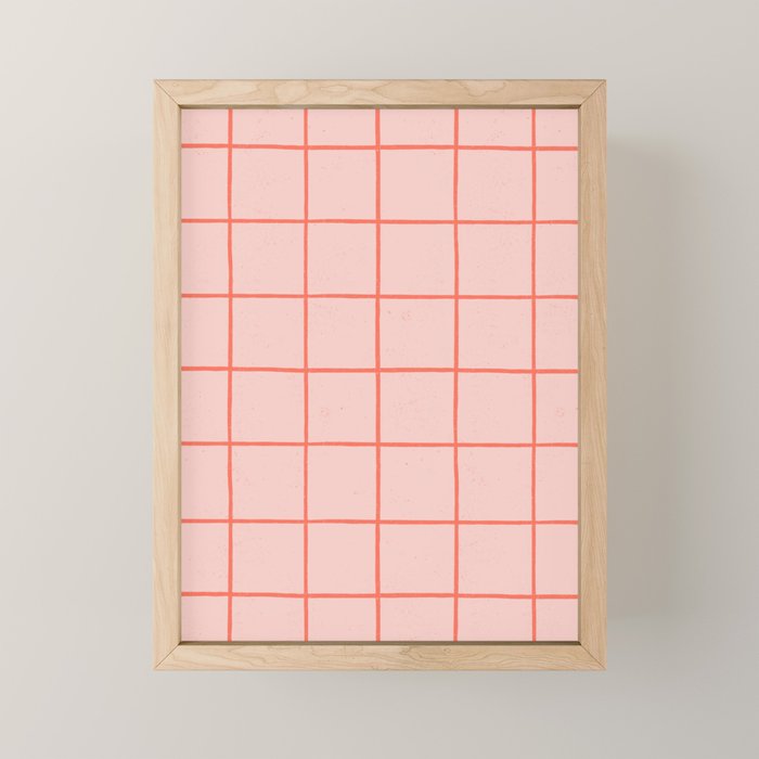 Grid Pattern Peach Mini Art Print Gallery Image 1