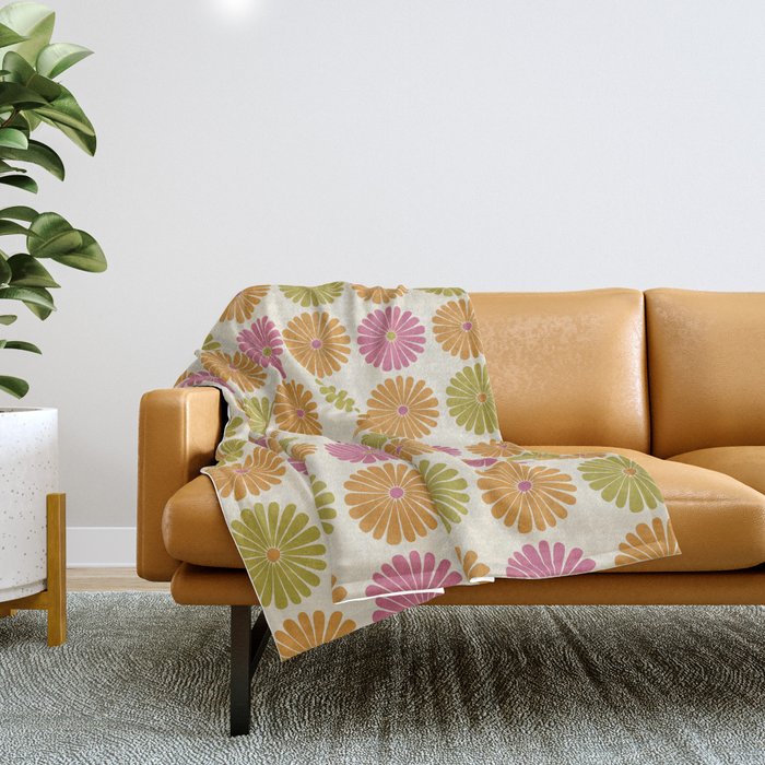 Retro Summer Daisies VIII Throw Blanket Gallery Image 1