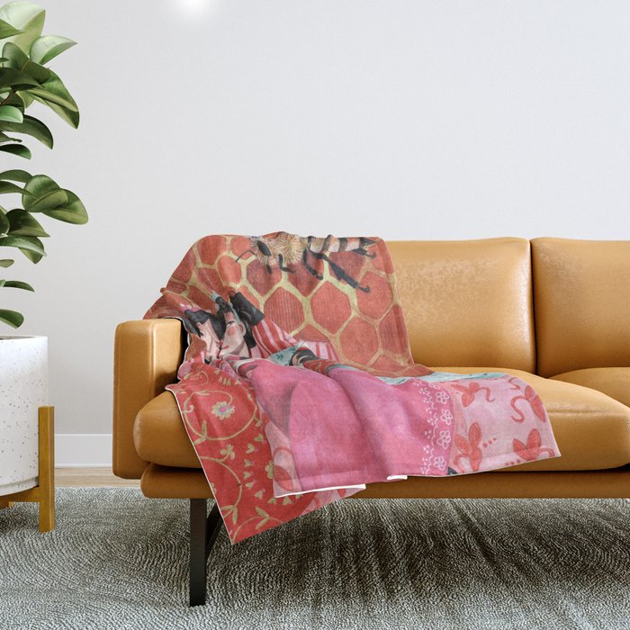 Fairytale Folktale insect The Queen Bee Throw Blanket Gallery Image 1