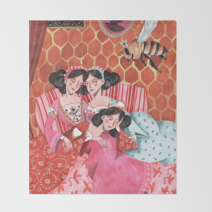 Fairytale Folktale insect The Queen Bee Throw Blanket Gallery Image 2