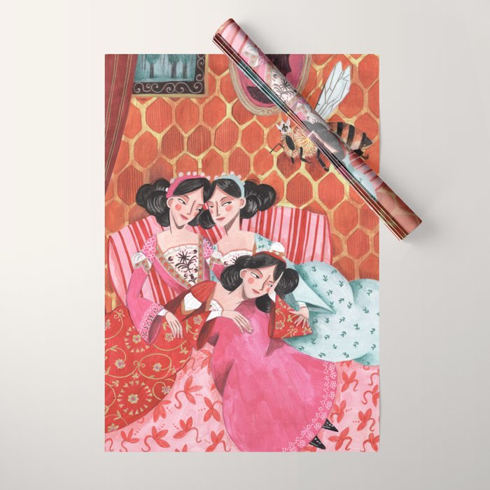 Fairytale Folktale insect The Queen Bee Wrapping Paper Gallery Image 1
