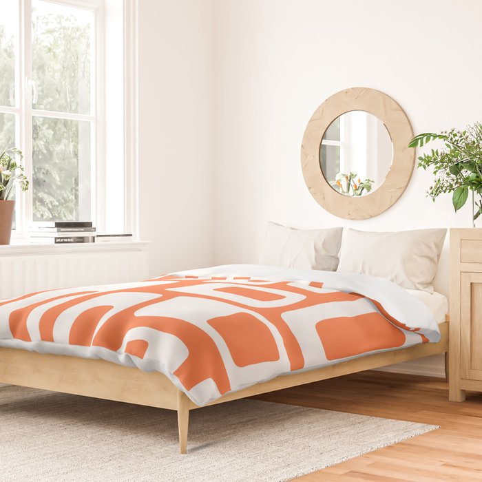 Retro Mid Century Modern Abstract Pattern 335 Orange Duvet Cover Gallery Image 2