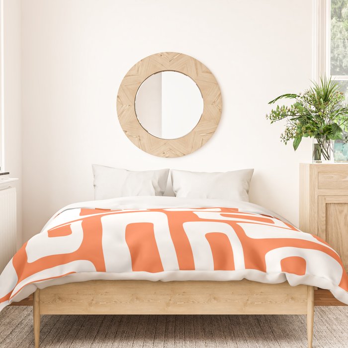 Retro Mid Century Modern Abstract Pattern 335 Orange Duvet Cover Gallery Image 3