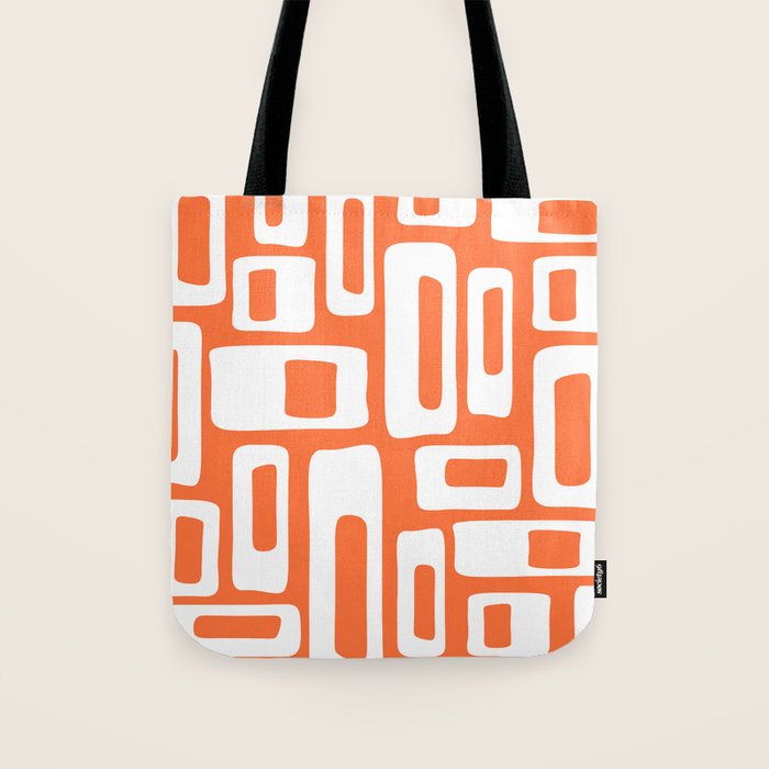 Retro Mid Century Modern Abstract Pattern 335 Orange Tote Bag Gallery Image 1