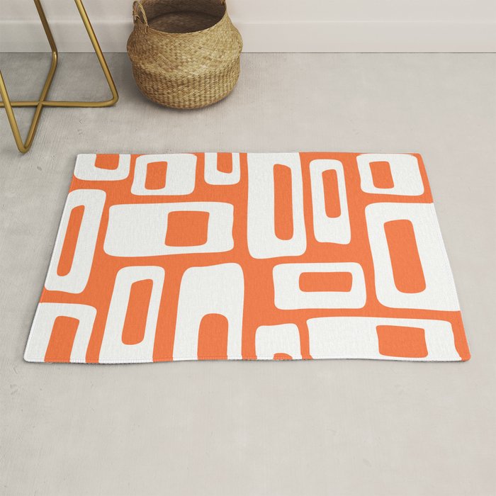 Retro Mid Century Modern Abstract Pattern 335 Orange Rug Gallery Image 1