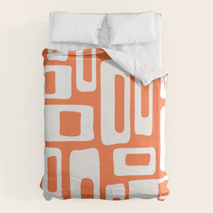 Retro Mid Century Modern Abstract Pattern 335 Orange Duvet Cover Gallery Image 1