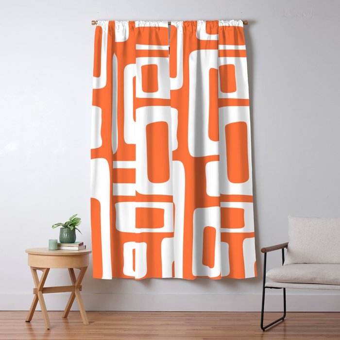Retro Mid Century Modern Abstract Pattern 335 Orange Window Curtain Gallery Image 5