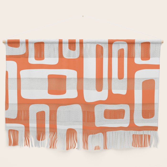 Retro Mid Century Modern Abstract Pattern 335 Orange Wall Hanging Gallery Image 1