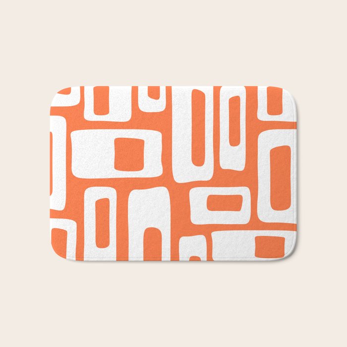 Retro Mid Century Modern Abstract Pattern 335 Orange Bath Mat Gallery Image 1