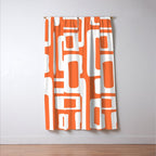 Retro Mid Century Modern Abstract Pattern 335 Orange Window Curtain Gallery Image 3