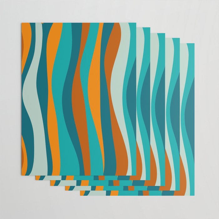 Liquid Stripes in Rust Orange Aqua Turquoise Teal  Wrapping Paper Gallery Image 3