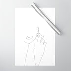 Minimalist face illustration - Fleur Wrapping Paper Gallery Image 1