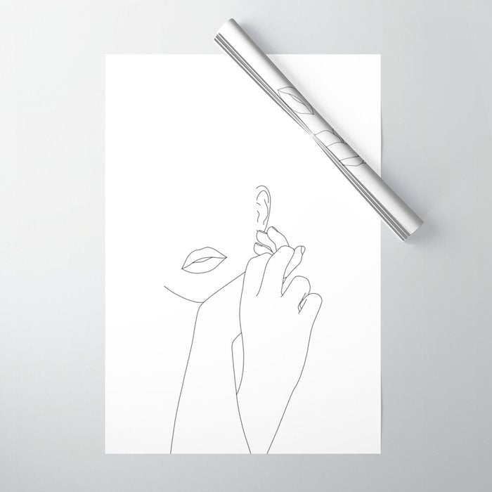Minimalist face illustration - Fleur Wrapping Paper Gallery Image 1