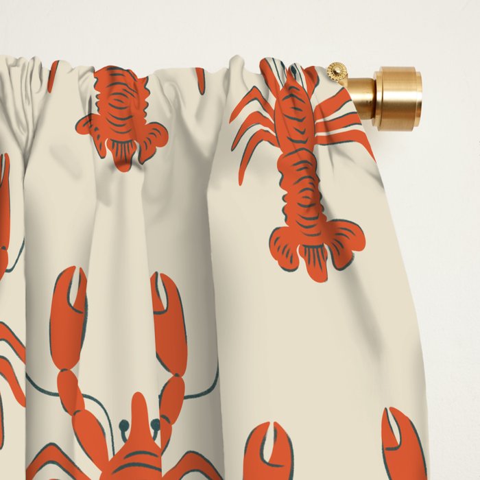 Coastal Lobsters Nautical Crustacean Window Curtain Gallery Image 2