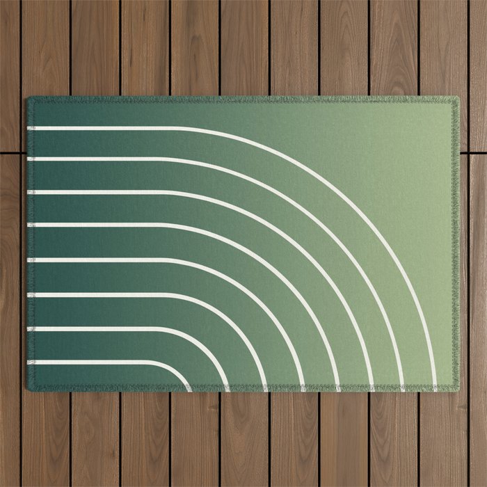 Ombre Arch XIV Green Gradient Modern Geometric Lines Outdoor Rug Gallery Image 1