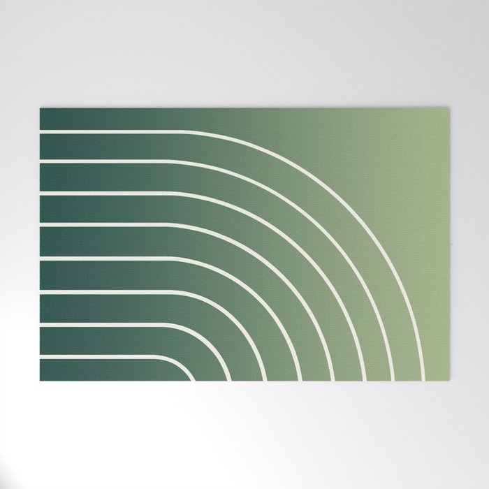 Ombre Arch XIV Green Gradient Modern Geometric Lines Welcome Mat Gallery Image 1