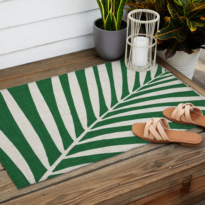 Minimalist Palm Leaf Outdoor Rug Gallery Image 2