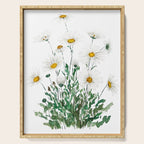 white Margaret daisy watercolor Serving Tray Gallery Image 1
