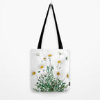 white Margaret daisy watercolor Tote Bag Gallery Image 2