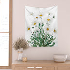 white Margaret daisy watercolor Wall Tapestry Gallery Image 2
