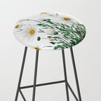 white Margaret daisy watercolor Stool Gallery Image 2