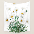 white Margaret daisy watercolor Wall Tapestry Gallery Image 4
